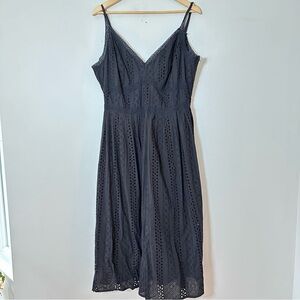 Torrid Black Eyelet Cotton Sleeveless V-Neck V-Back Midi Dress Size 18